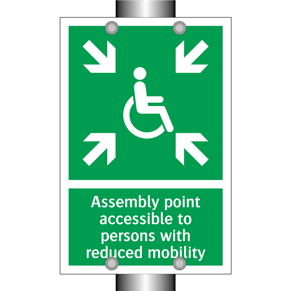 Assembly point accessible to persons with reduced mobility