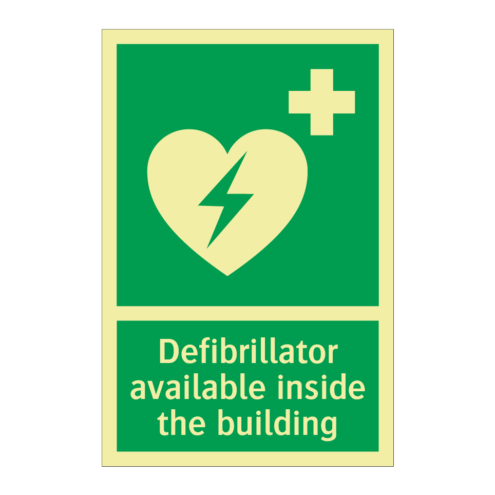 Defibrillator available inside the building