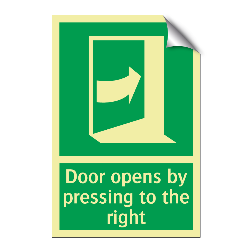Door opens by pressing to the right