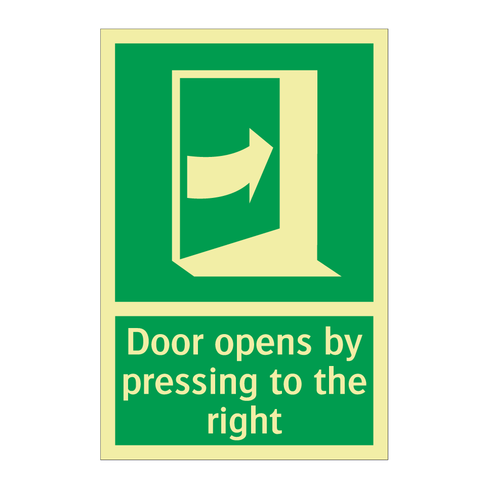 Door opens by pressing to the right