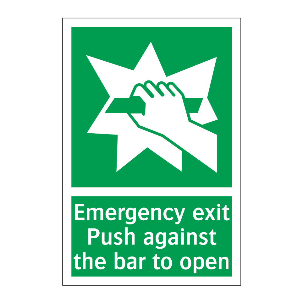 Emergency exit Push against the bar to open