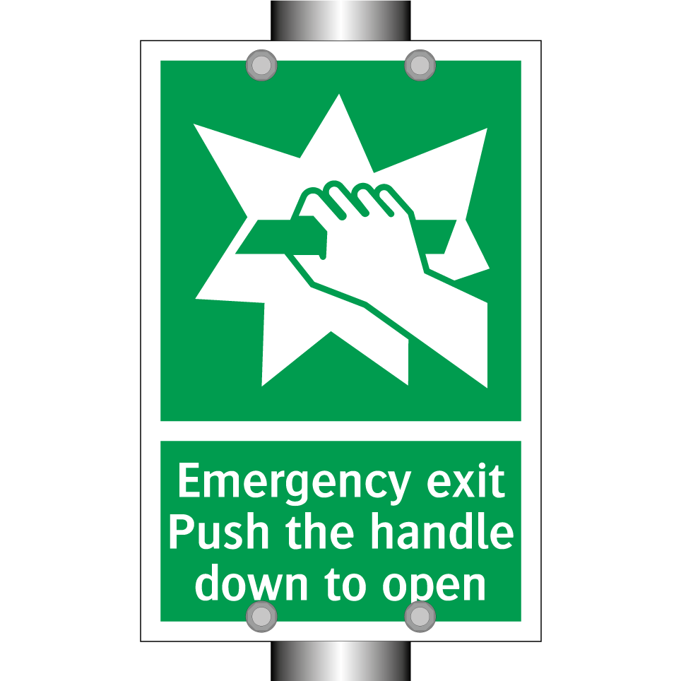 Emergency exit Push the handle down to open