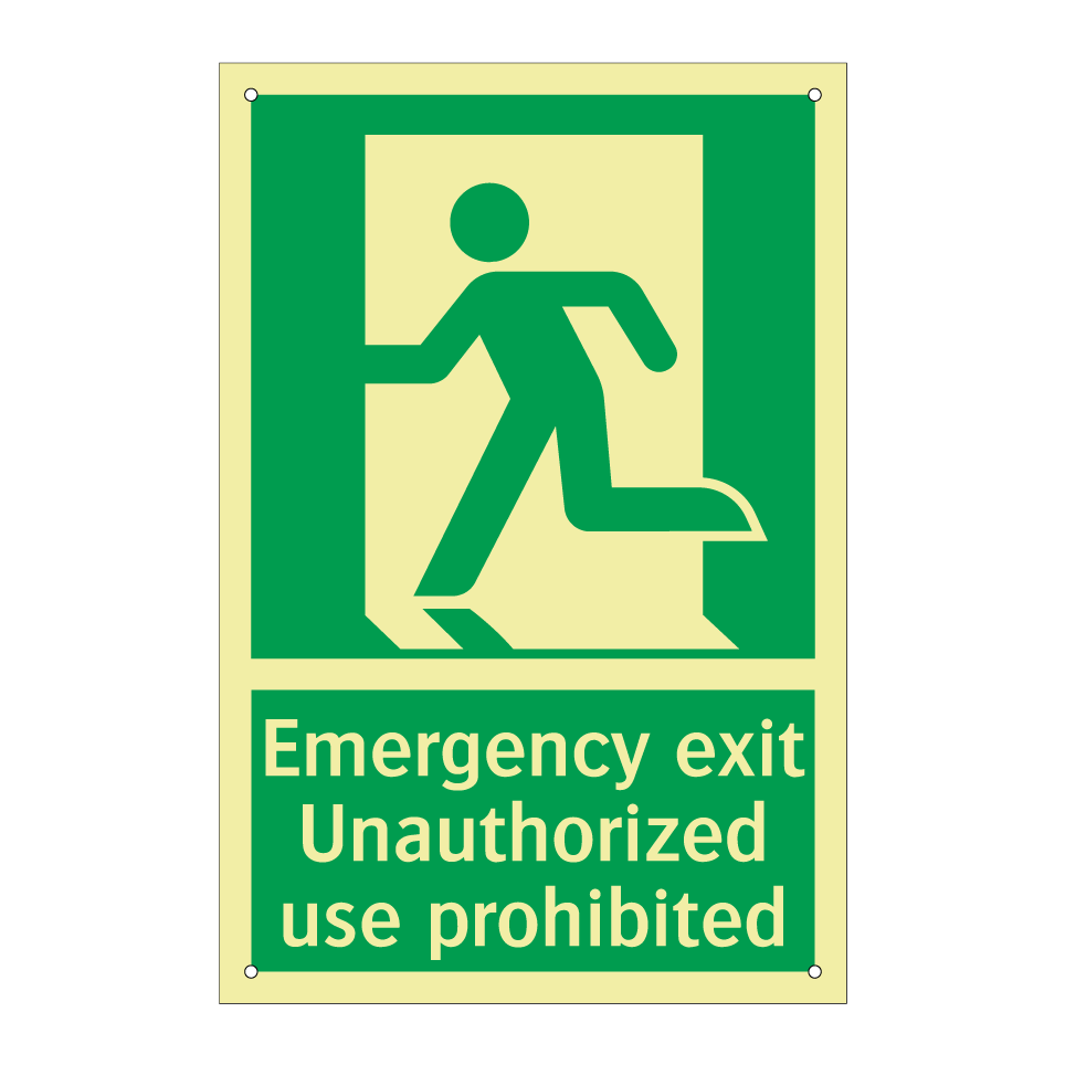 Emergency exit Unauthorized use prohibited