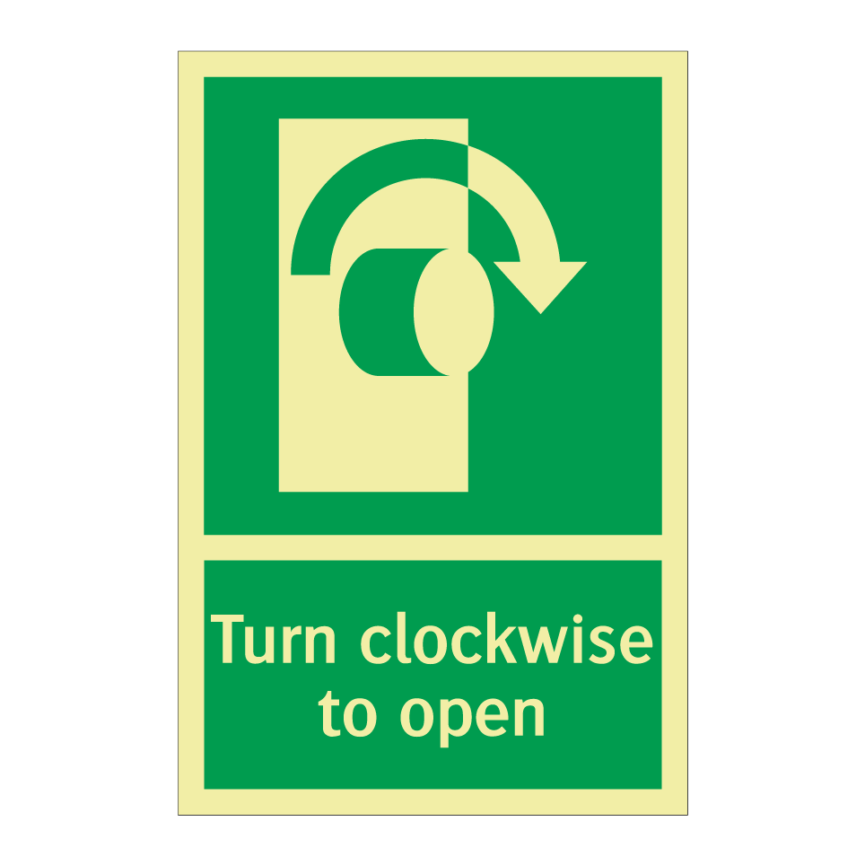 Turn clockwise to open