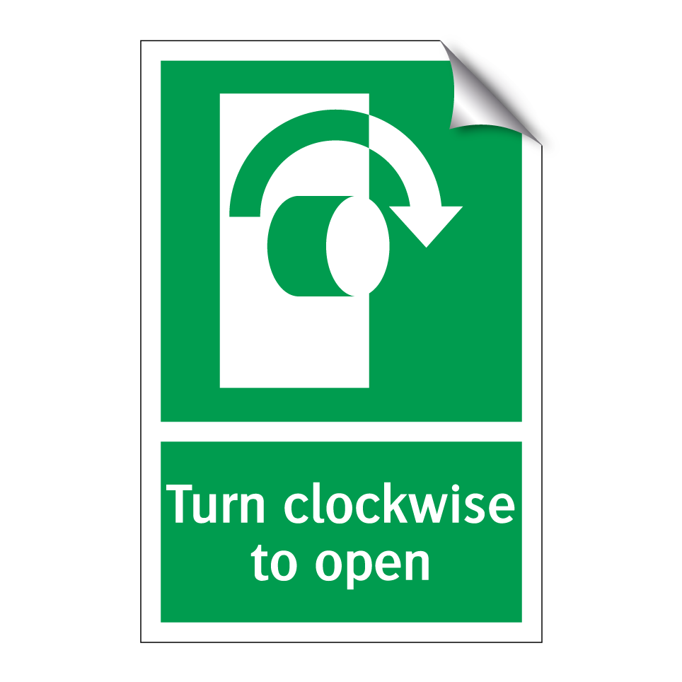 Turn clockwise to open