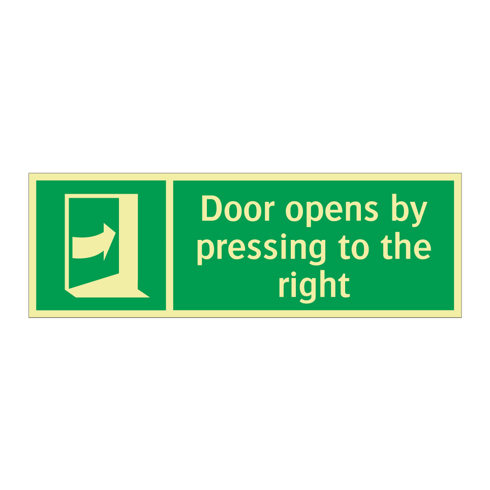 Door opens by pressing to the right