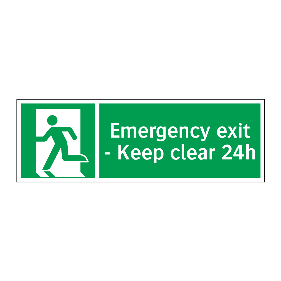 Emergency exit - Keep clear 24h