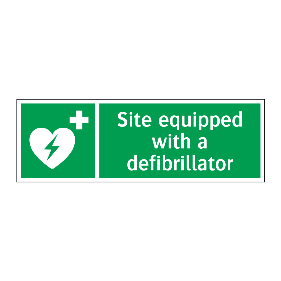Site equipped with a defibrillator