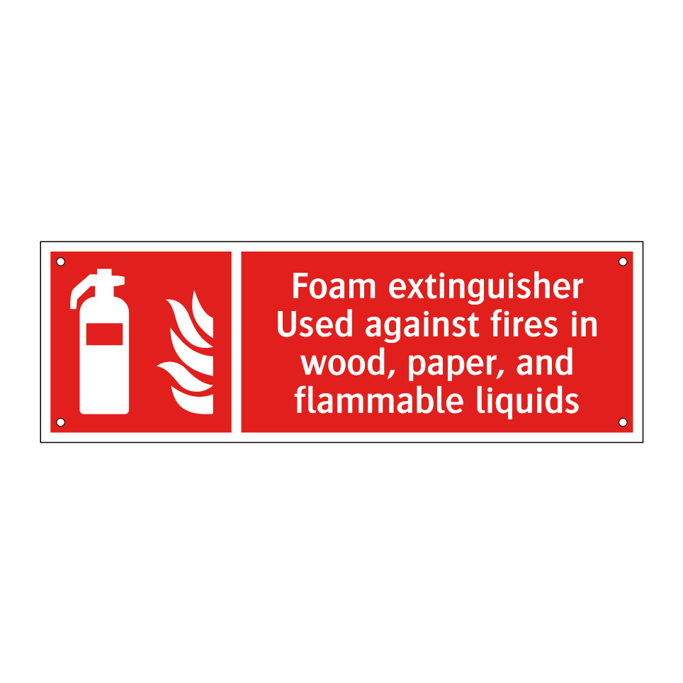 Foam extinguisher Used against fires in wood, paper, and flammable liquids