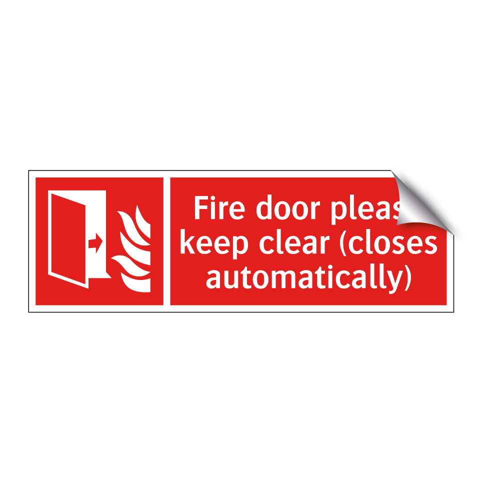 Fire door please keep clear (closes automatically)