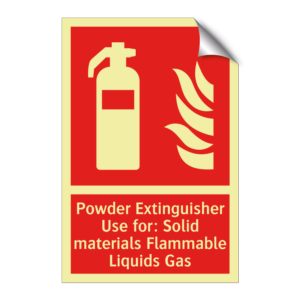 Powder Extinguisher Use for: Solid materials Flammable Liquids Gas
