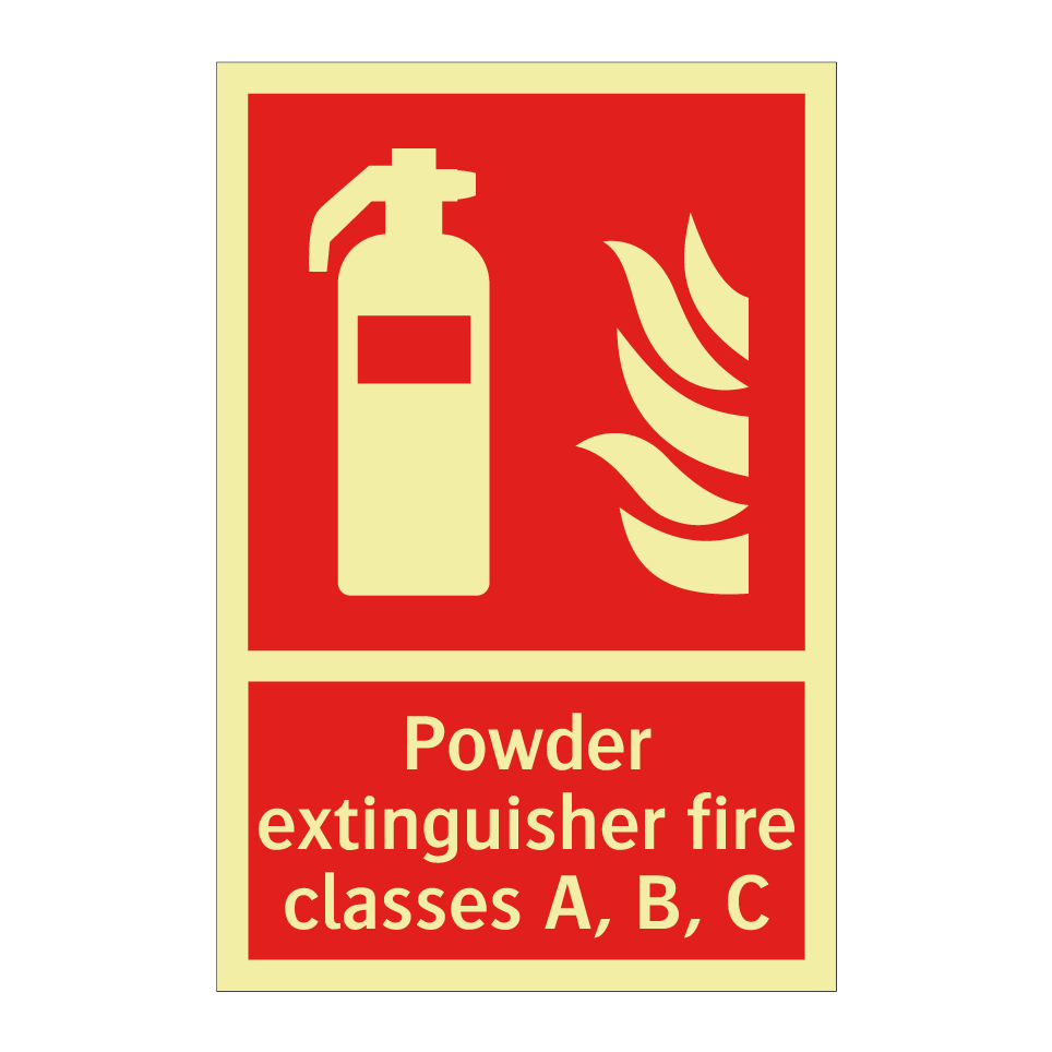 Powder extinguisher fire classes A, B, C
