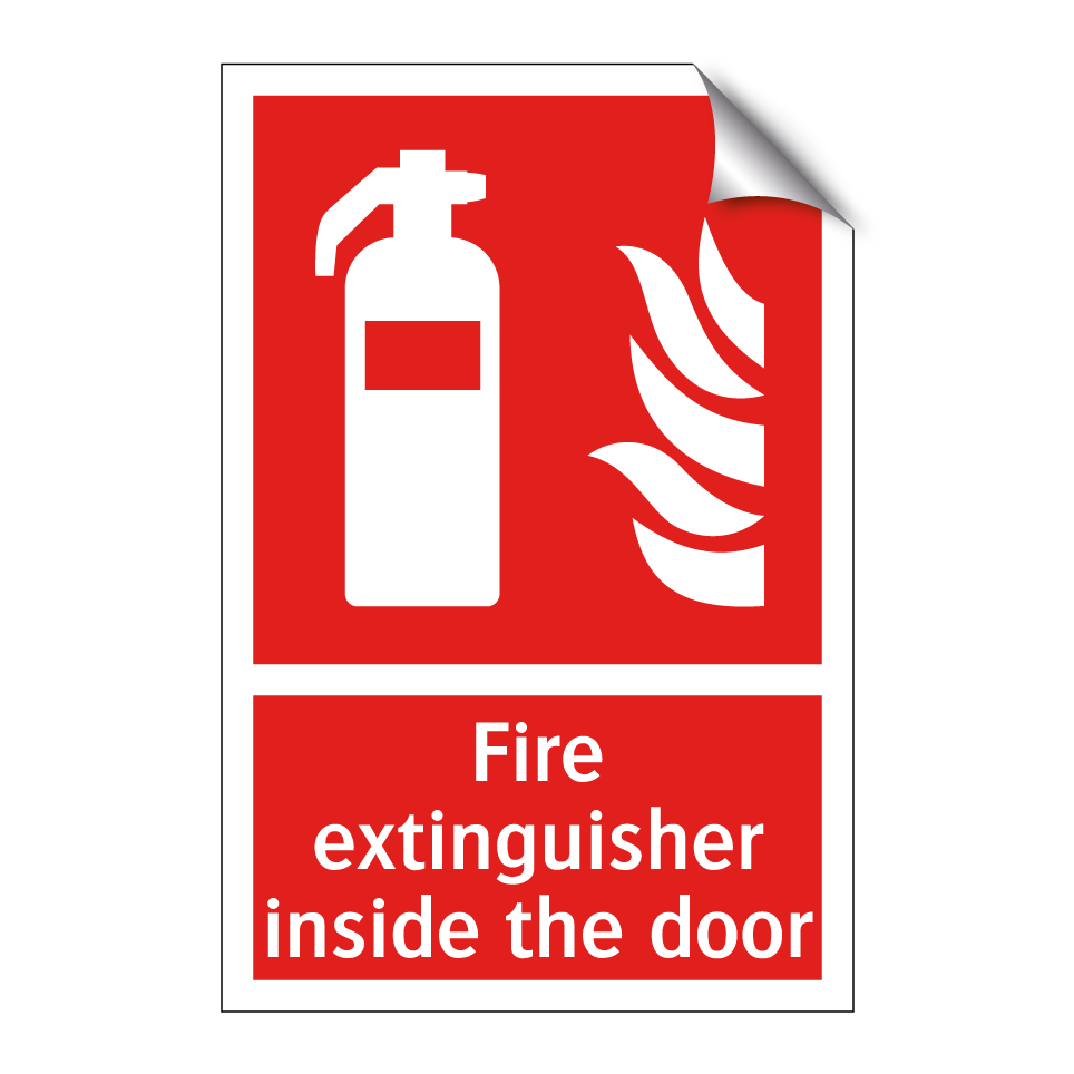 Fire extinguisher inside the door