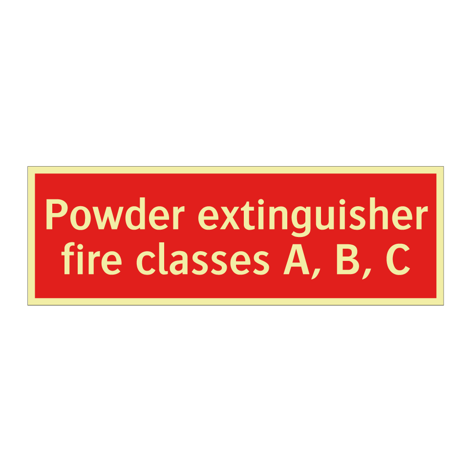 Powder extinguisher fire classes A, B, C