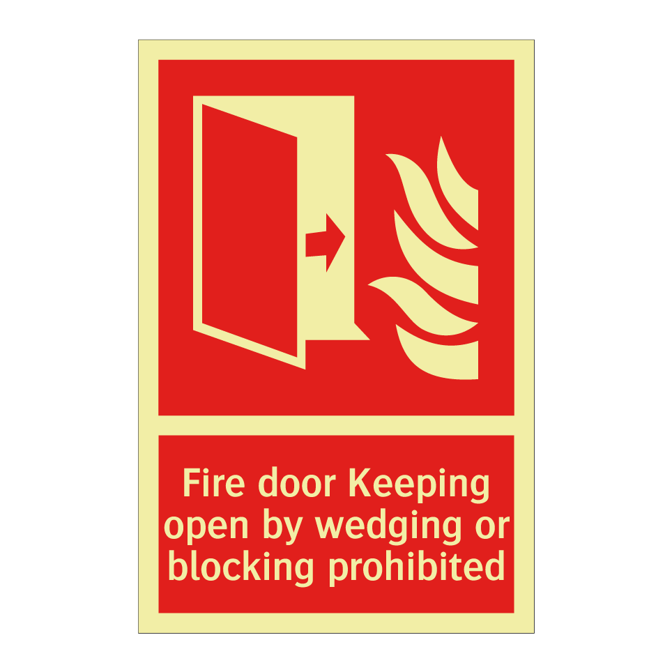 Fire door Keeping open by wedging or blocking prohibited