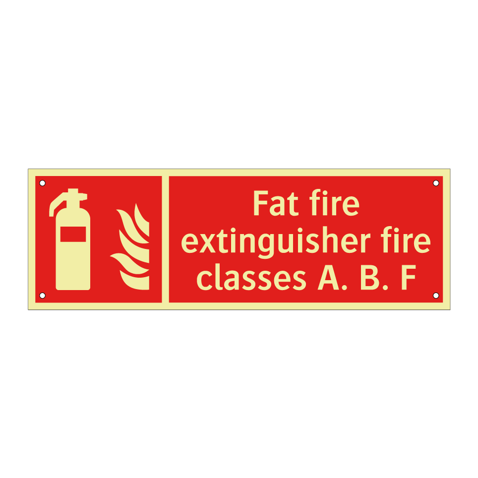 Fat fire extinguisher fire classes A. B. F