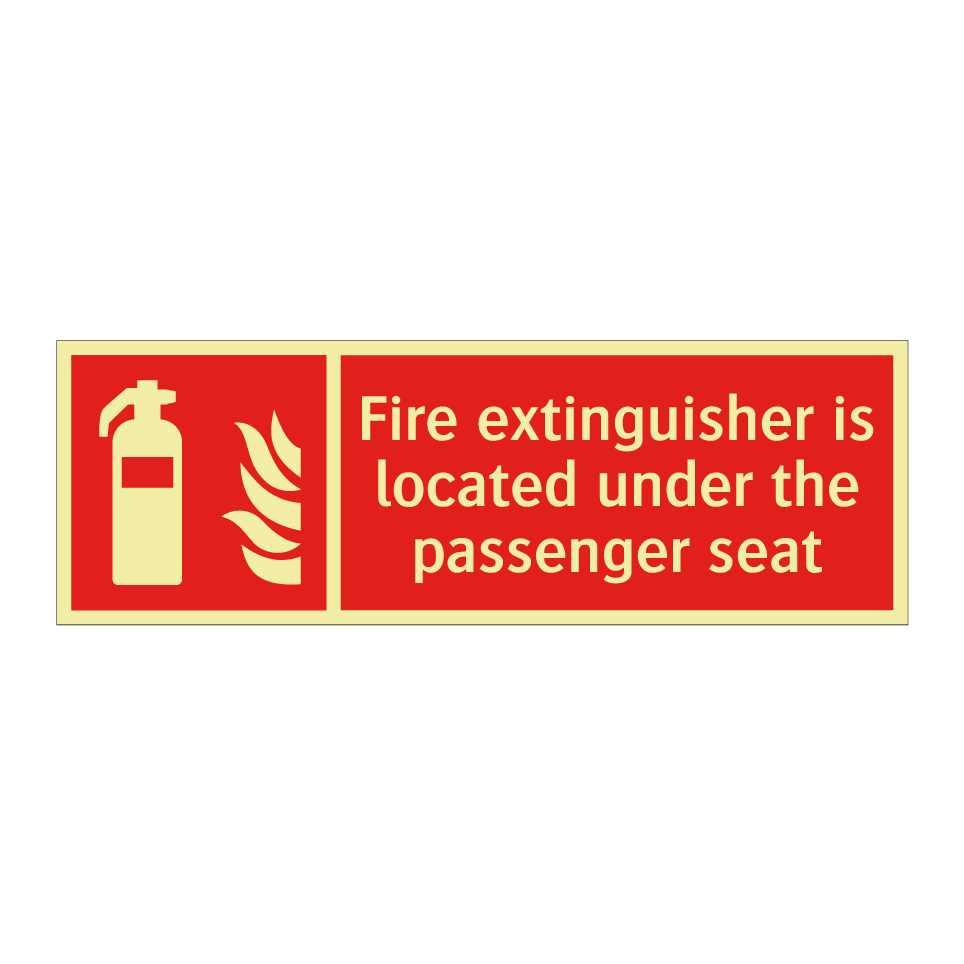 Fire extinguisher is located under the passenger seat