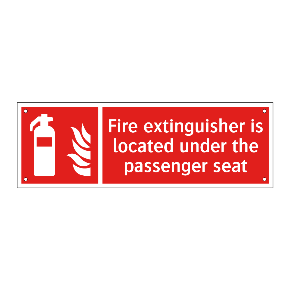 Fire extinguisher is located under the passenger seat