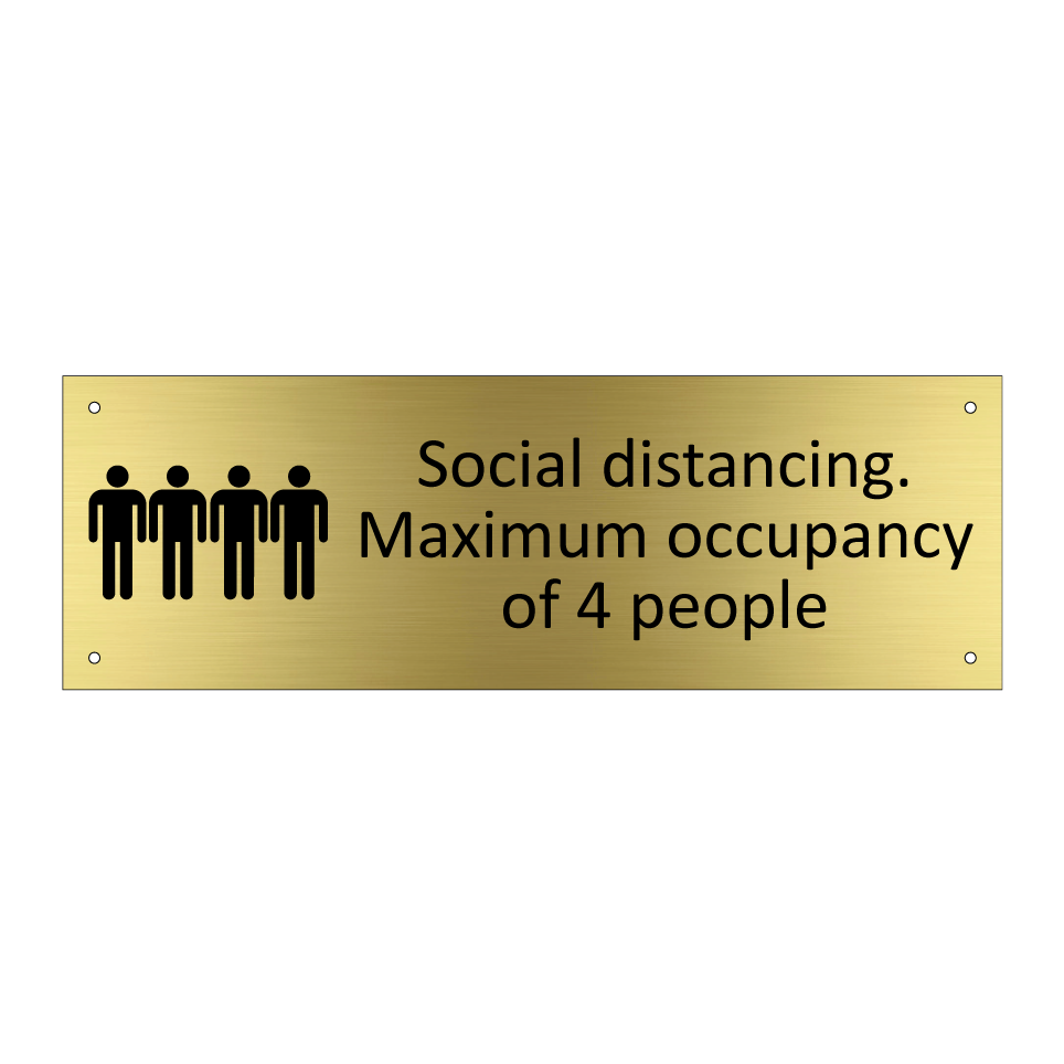 Social distancing. Maximum occupancy of 4 people