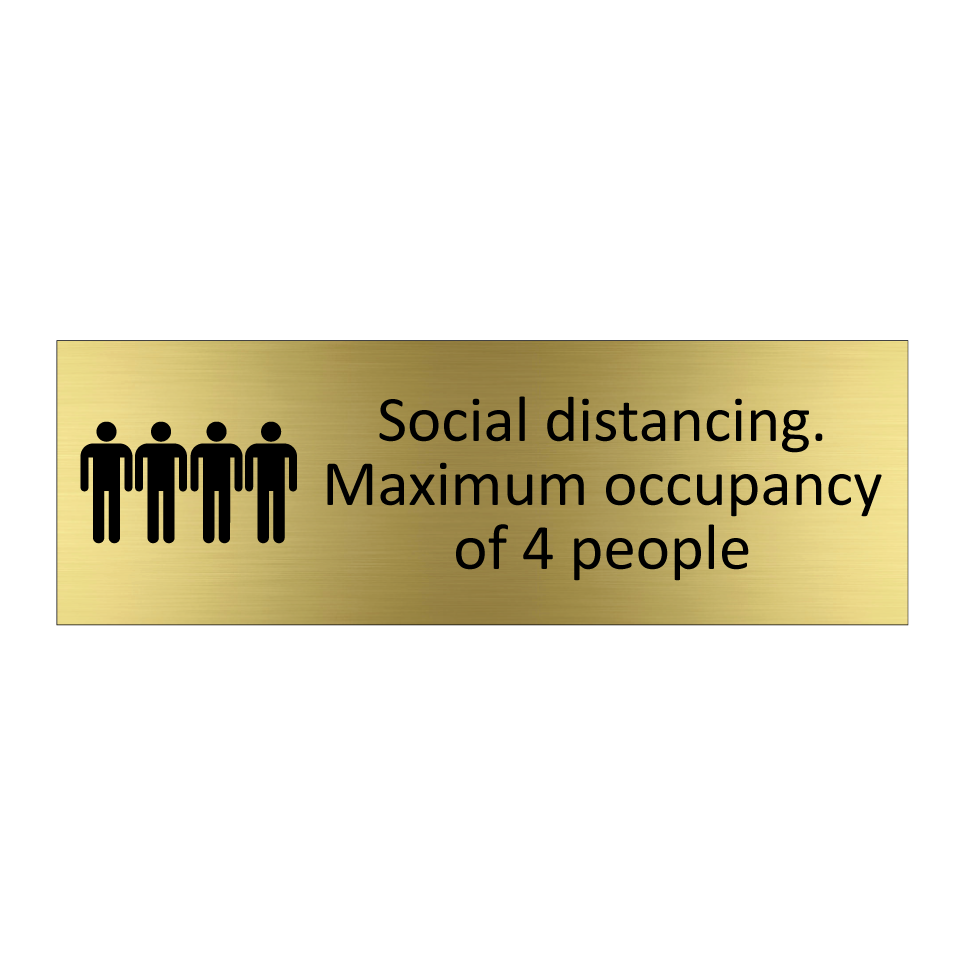 Social distancing. Maximum occupancy of 4 people