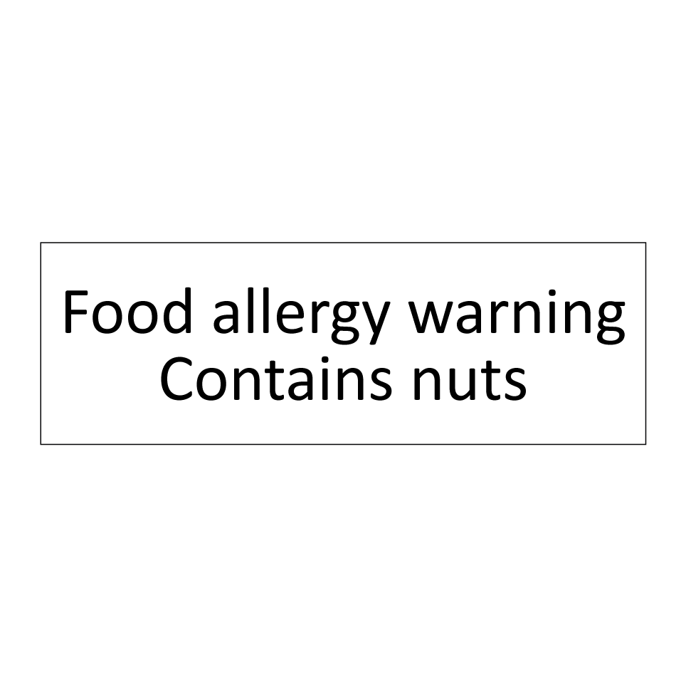 Food allergy warning Contains nuts