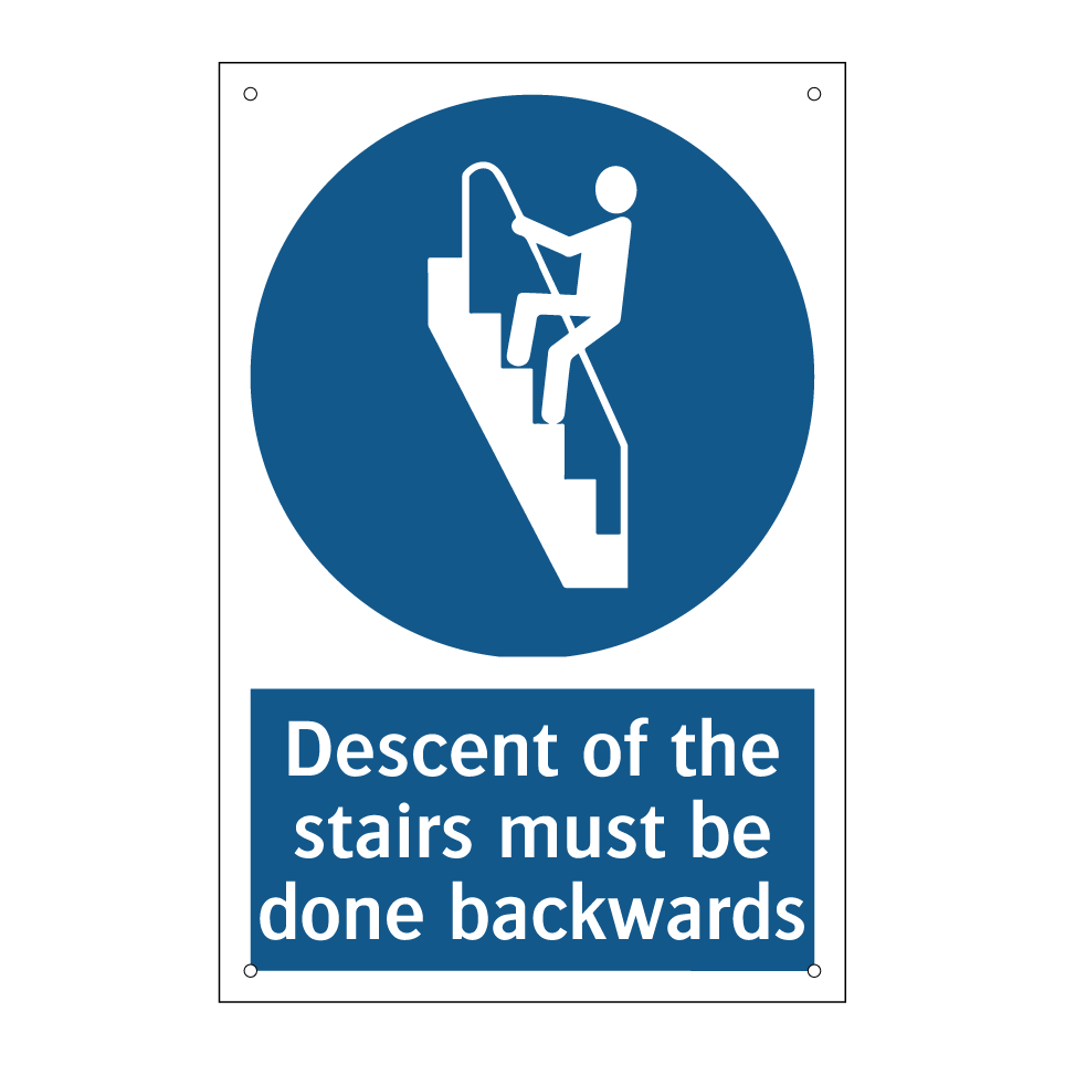 Descent of the stairs must be done backwards
