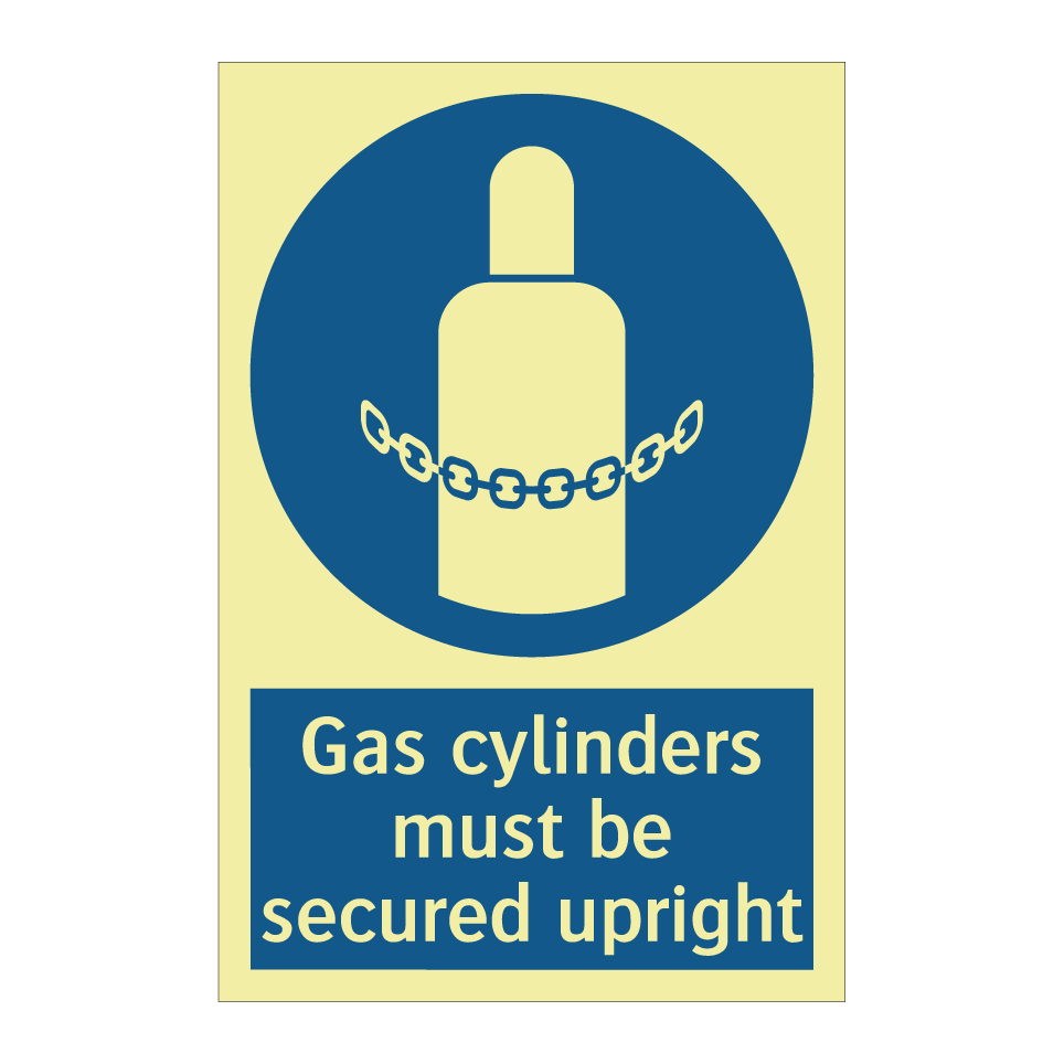 Gas cylinders must be secured upright
