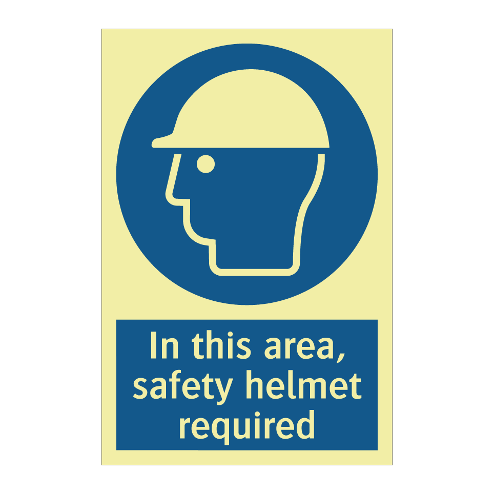 In this area, safety helmet required