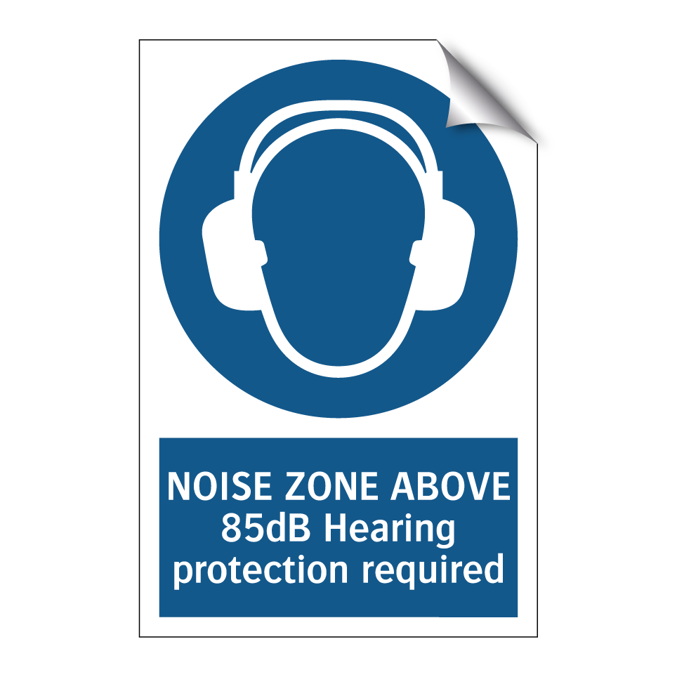 NOISE ZONE ABOVE 85dB Hearing protection required
