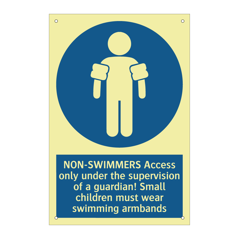 NON-SWIMMERS Access only under the supervision of a guardian! Small children must wear swimming armbands
