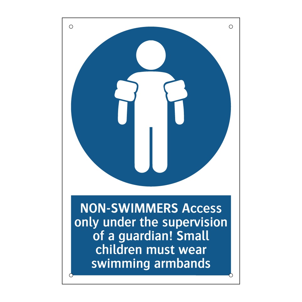 NON-SWIMMERS Access only under the supervision of a guardian! Small children must wear swimming armbands