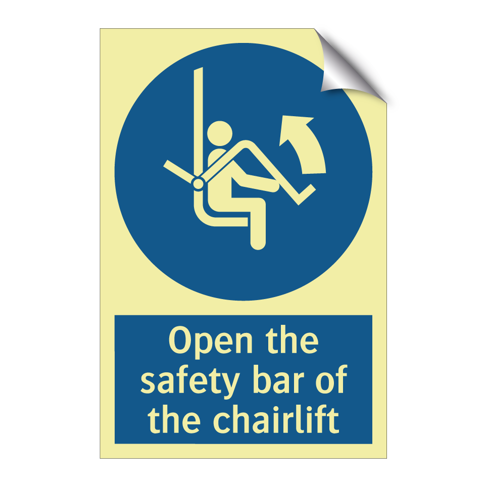 Open the safety bar of the chairlift