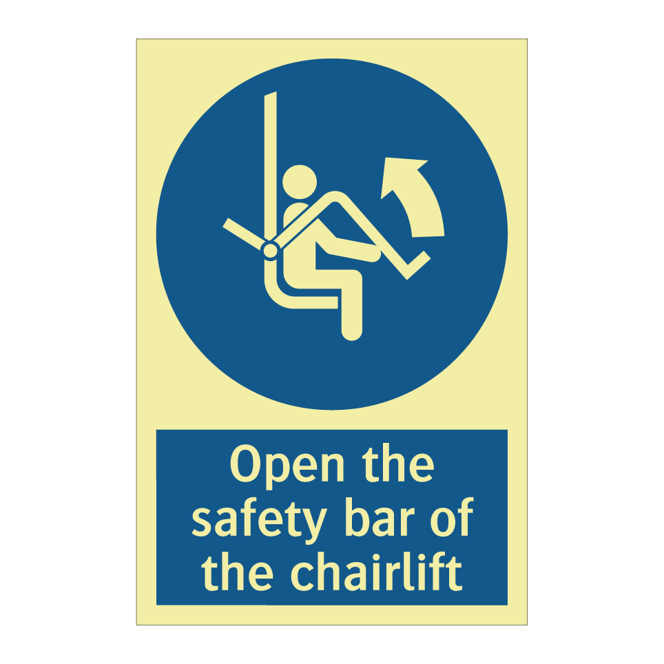 Open the safety bar of the chairlift