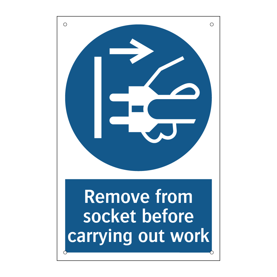 Remove from socket before carrying out work