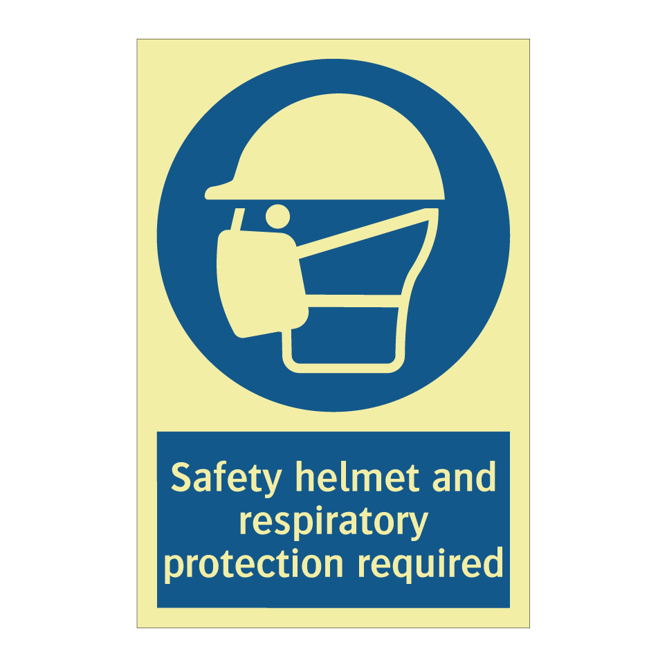 Safety helmet and respiratory protection required