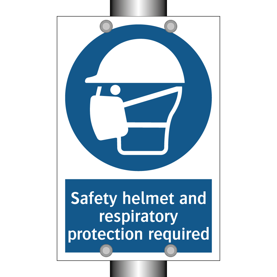 Safety helmet and respiratory protection required