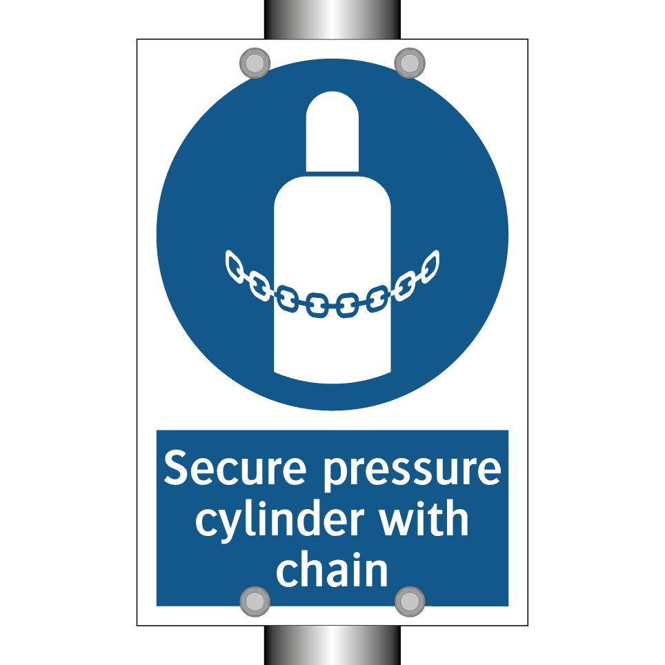 Secure pressure cylinder with chain