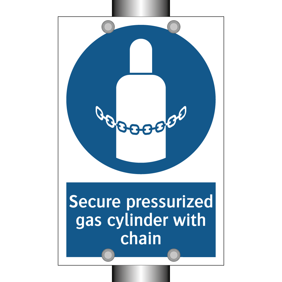 Secure pressurized gas cylinder with chain