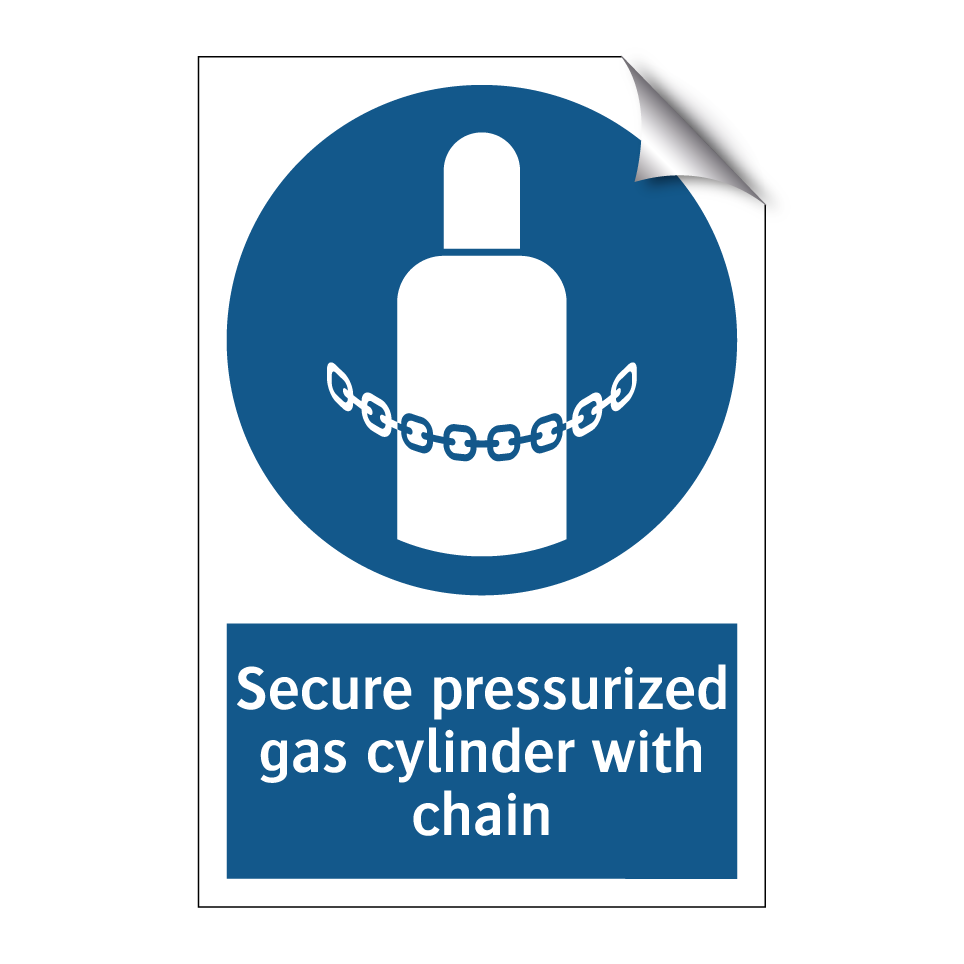 Secure pressurized gas cylinder with chain
