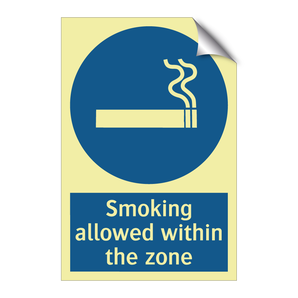 Smoking allowed within the zone