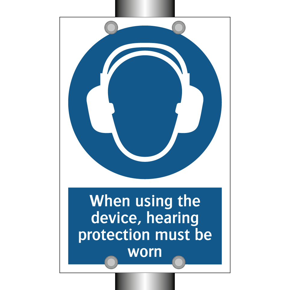 When using the device, hearing protection must be worn