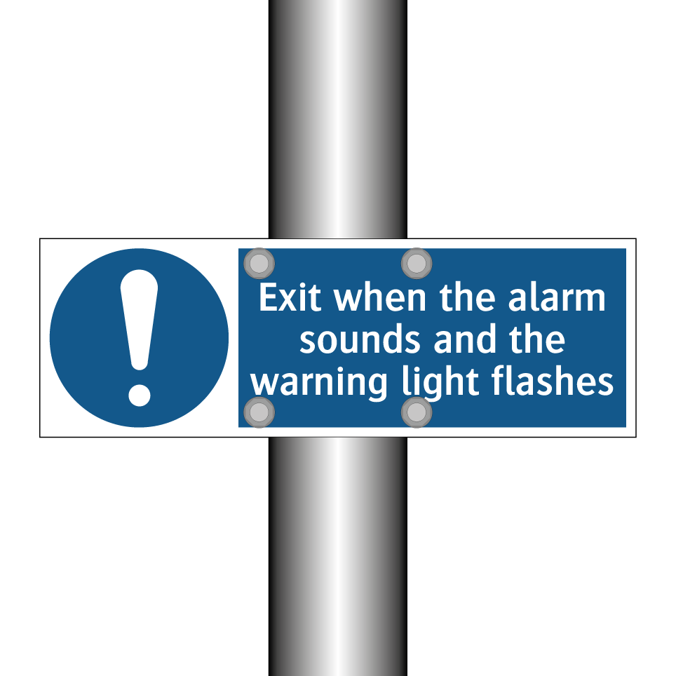 Exit when the alarm sounds and the warning light flashes