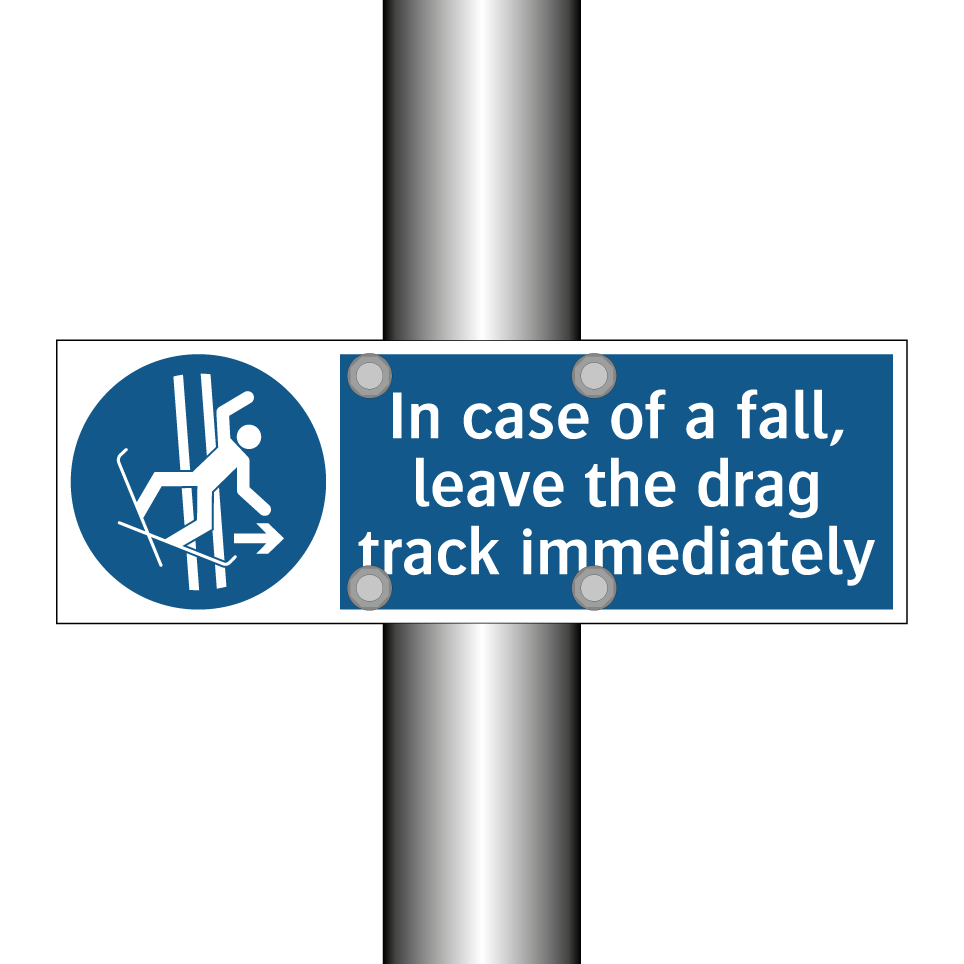 In case of a fall, leave the drag track immediately