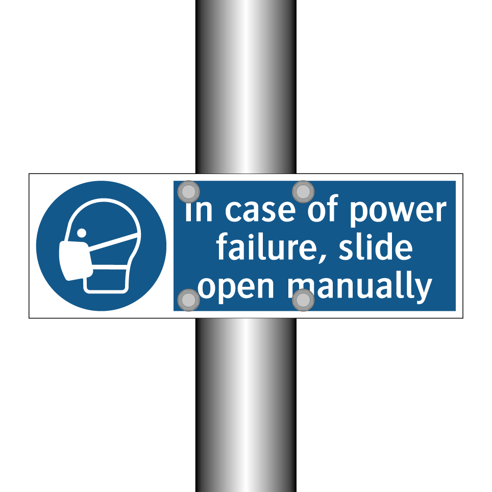 In case of power failure, slide open manually