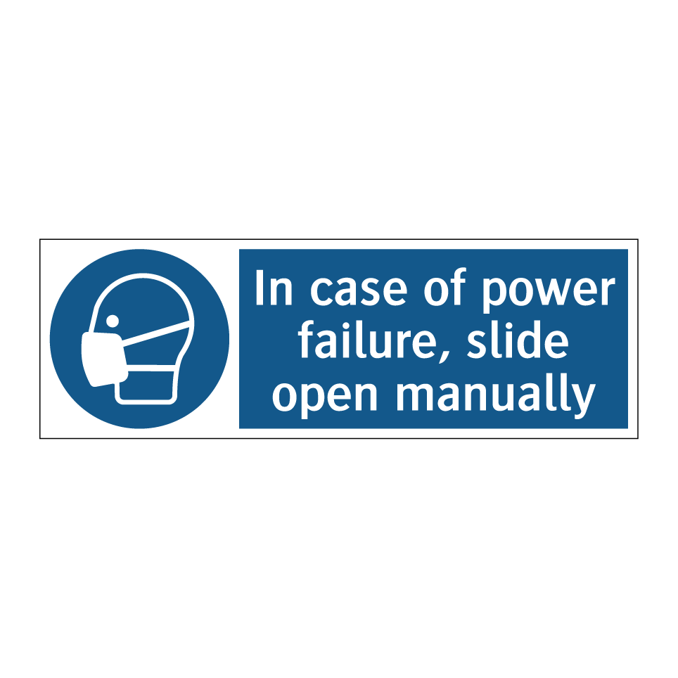 In case of power failure, slide open manually