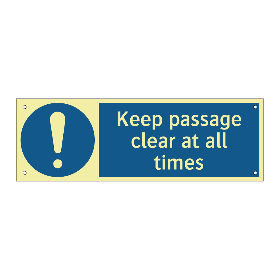 Keep passage clear at all times