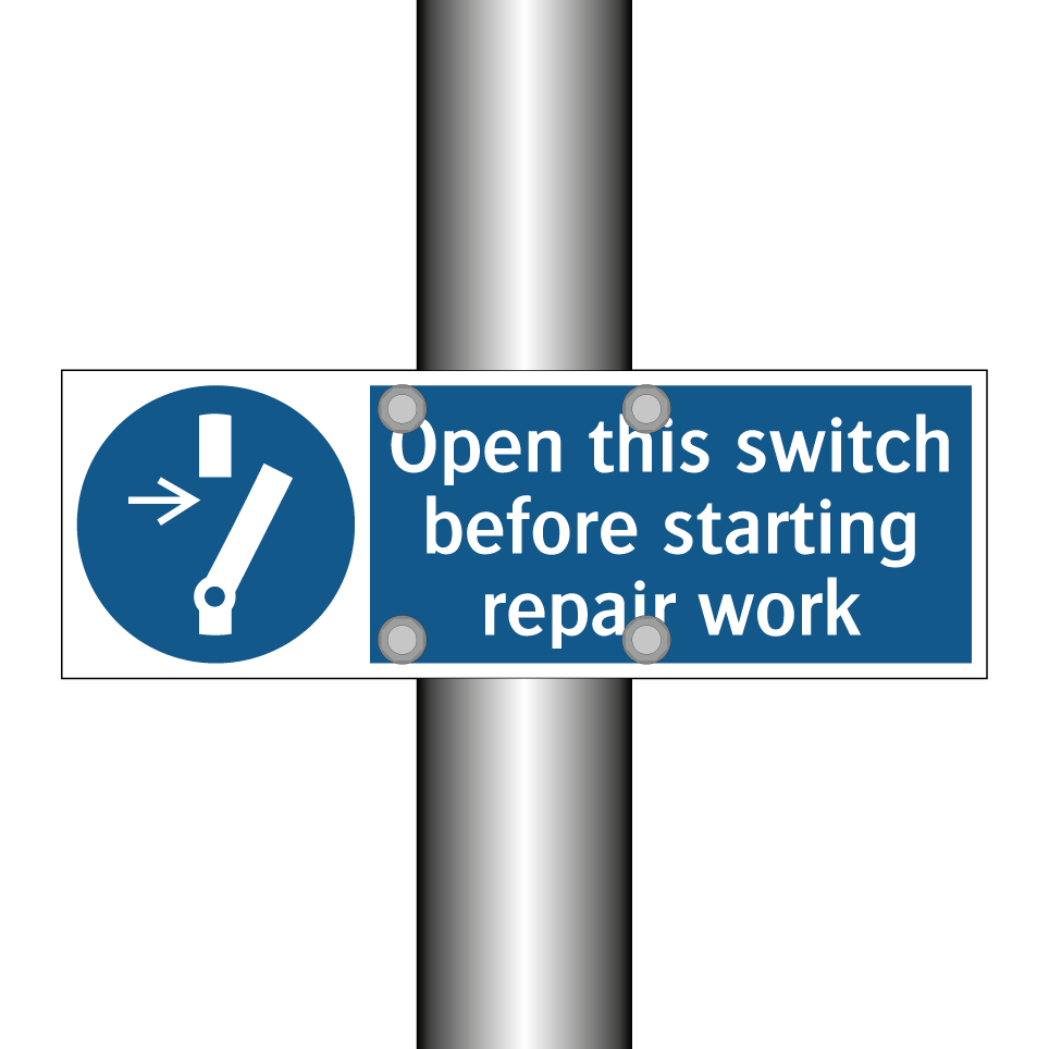 Open this switch before starting repair work