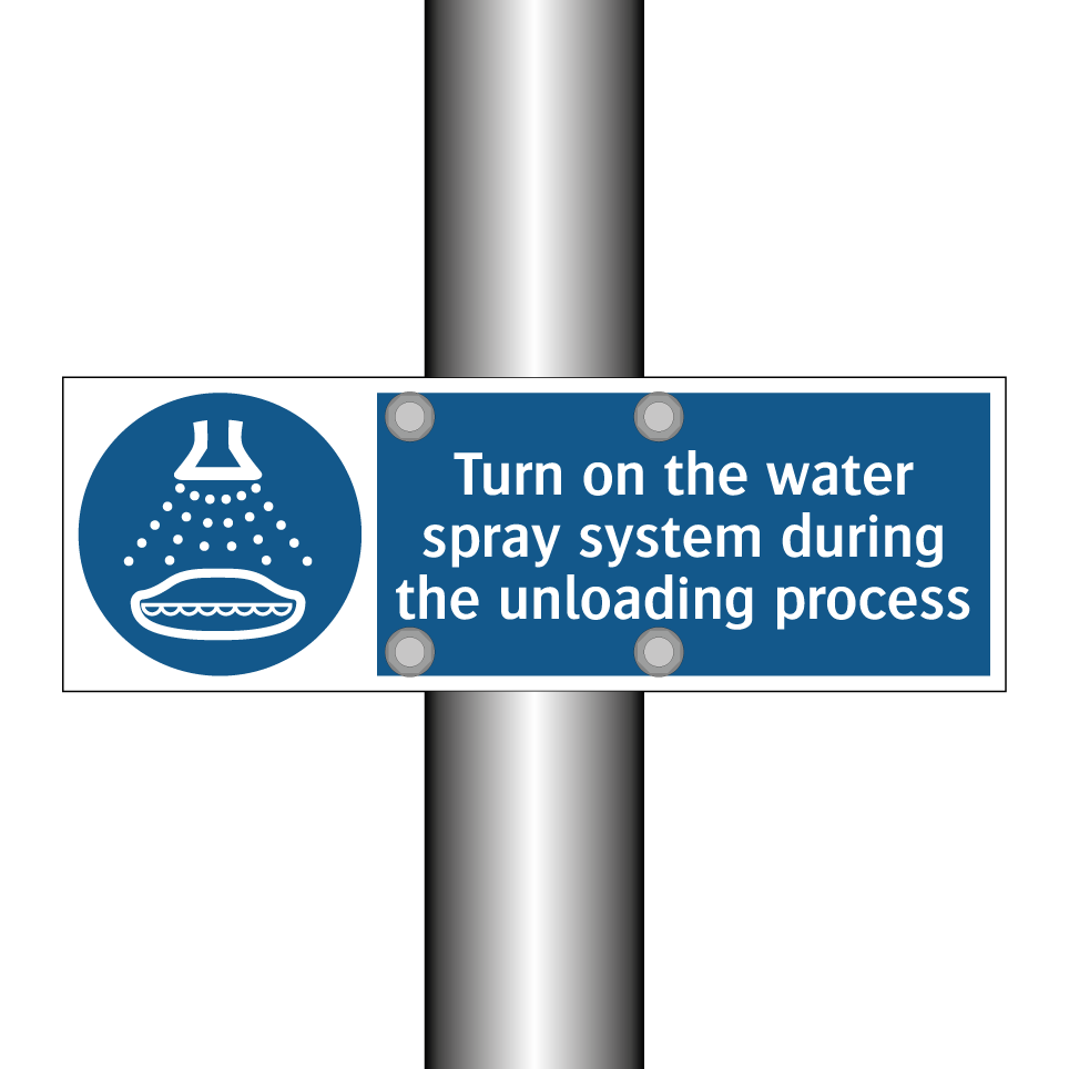 Turn on the water spray system during the unloading process