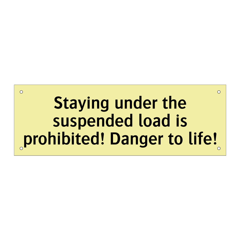 Staying under the suspended load is prohibited! Danger to life!