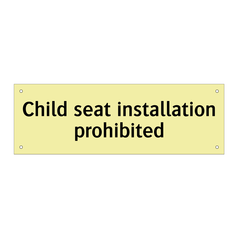 Child seat installation prohibited